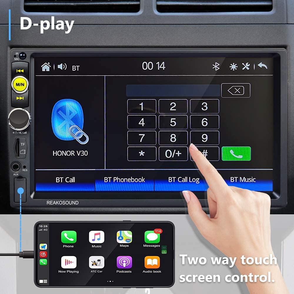 Double Din Car Stereo Radio with Carplay and Android Auto, AMprime 7'' Touch Screen Universal Car Multimedia Player with Bluetooth, FM Radio