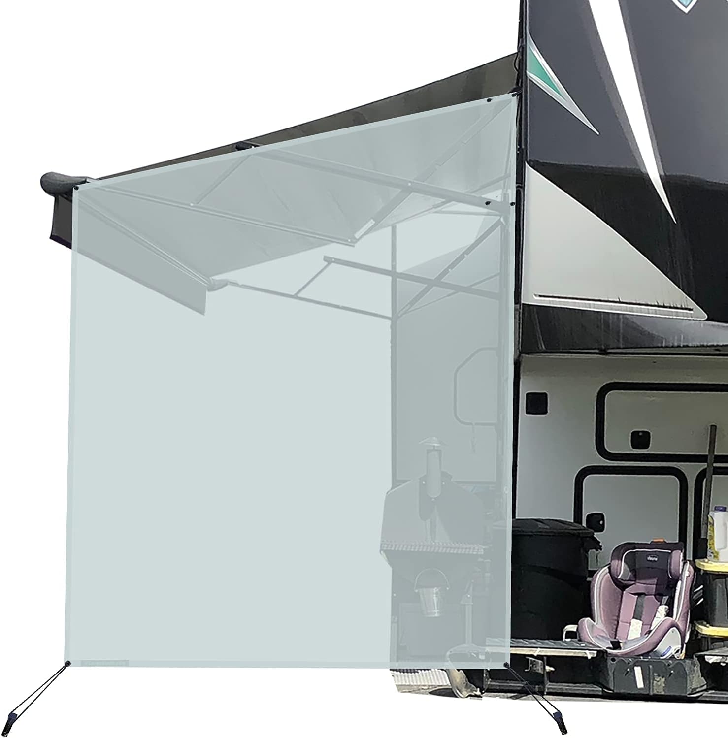 leaveshade RV Awning Side Sun Shade Screen (9'X7' Beige Mesh) Camper Sunshade Complete Kits Motorhome Trailer UV Blocker - 3 Years Lasting