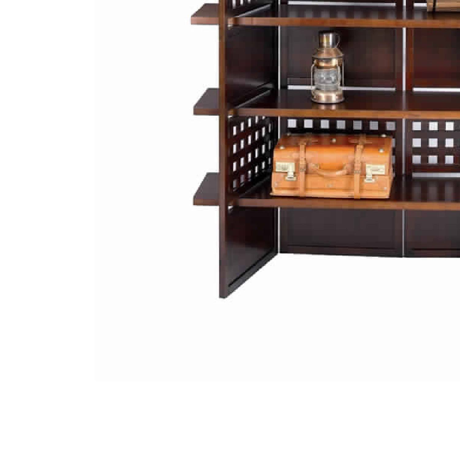 4 Shelf Wooden Bookcase Room Divider with Cutout Design Brown BM96007
