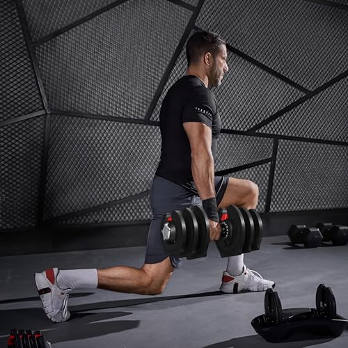 Yaheetech Adjustable Dumbbell Set 28/40/52.5/90LBS Adjustable Dumbbells Fast Adjust Dumbbell Weight Set with Anti-Slip Handle and Tray for Men/Women