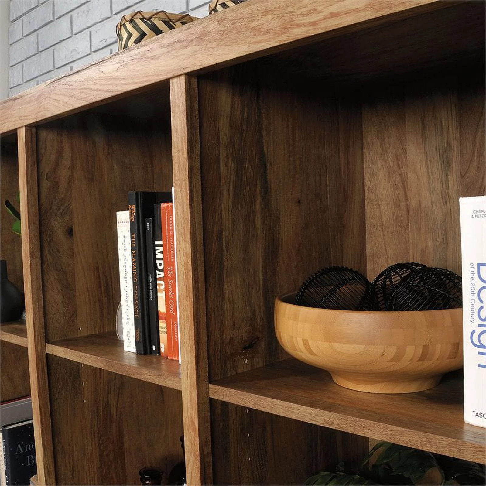 Pemberly Row 9-Cubby Engineered Wood Bookcase in Sindoori Mango/Brown