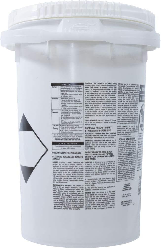 In The Swim 3 Inch Stabilized Chlorine Tablets for Sanitizing Swimming Pools - Individually Wrapped, Slow Dissolving - 90% Available Chlorine