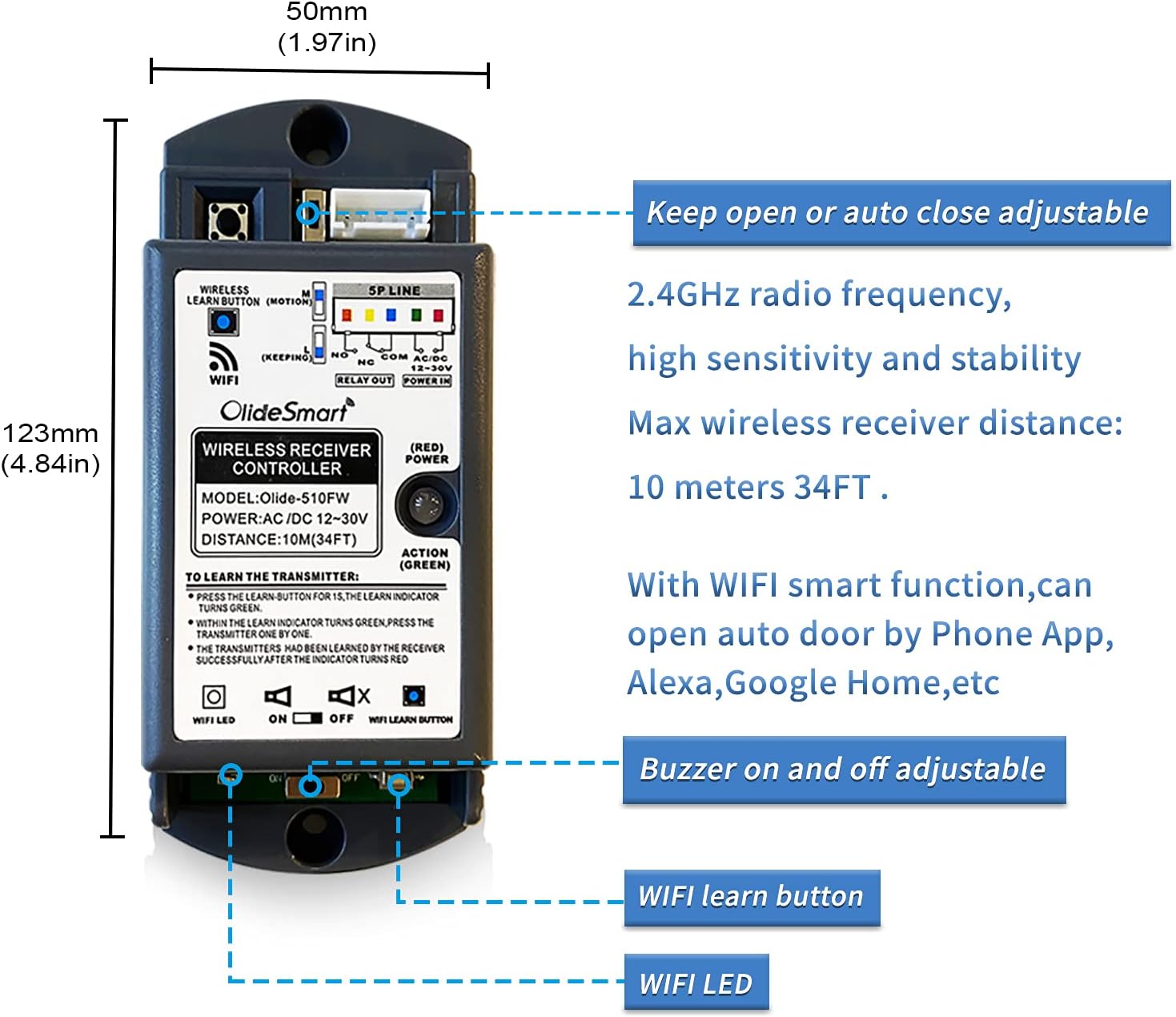 Handicap Door Opener for Disabled People, Low Energy ADA Swing Door Operator with Stainless Steel Handicap Push Buttons