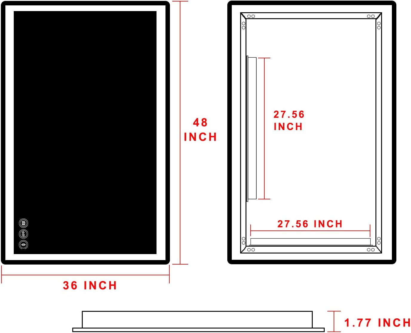 LED Bathroom Mirror for Wall - JORYOO 36x24 Inch Anti-Fog Bathroom Mirror with Lights - Lighted Bathroom Mirror