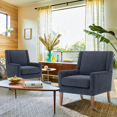 COLAMY Modern Wingback Living Room Chair, Upholstered Fabric Accent Armchair