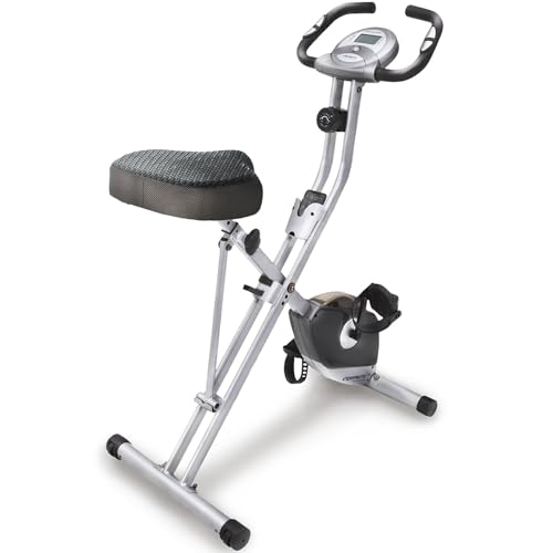 Exerpeutic Foldable Exercise Bike, 8 levels of Resistance Stationary Bicycle with Airsoft Seat, LCD Display to Track Distance, Calories