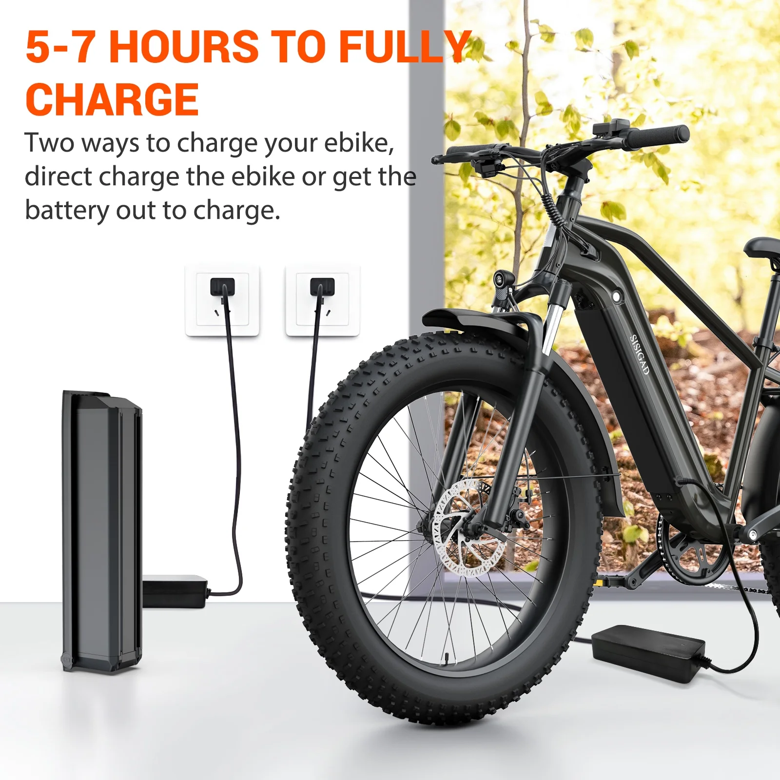 SISIGAD 750W Electric Bike for Adults, 26" Fat Tire Electric Commuter Bike, Moutain Bike with Adjustable Seat and Digital Display, Gray