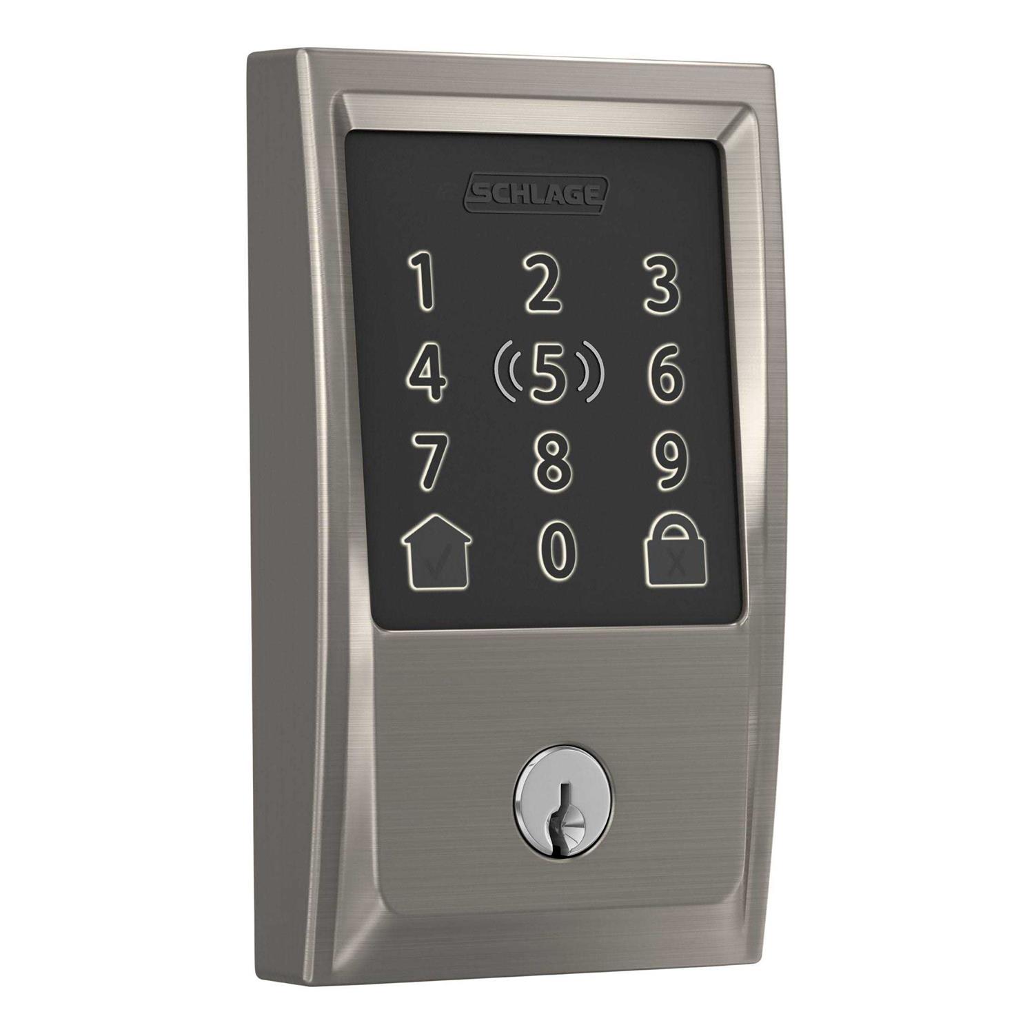 Schlage Encode Plus Satin Nickel Metal WiFi Deadbolt with Century Trim BE499WBVCEN619 - Shop Hardware Tools Online Store