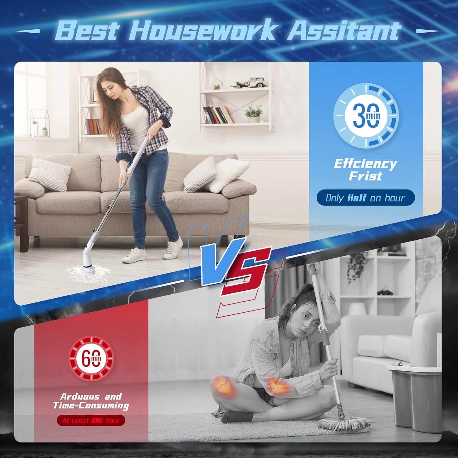 Shower Cleaning Brush, Electric Spin Scrubber, Cordless Shower Scrubber for Cleaning, Tub and Tile Power Scrubber