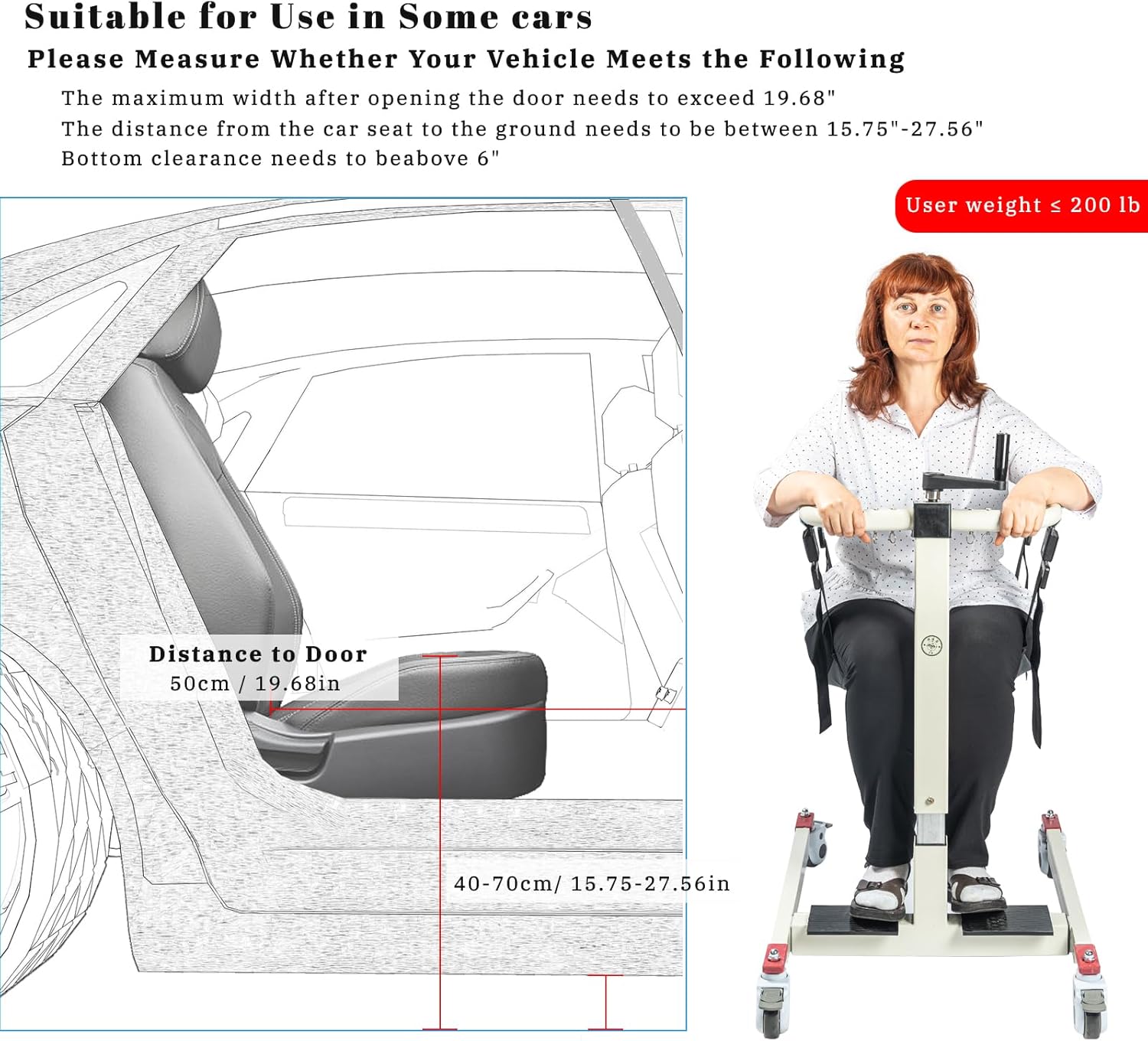 Patient Lift Transfer Chair, Foldable Patient Lift Aid for Home, Patient Wheelchair Lifts for Home and Car
