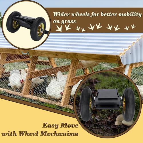 TOPOWN Chicken Coop Mover with Wheel System and Lift Design, Chicken Tractor Mobility Heavy Duty and Weatherproof