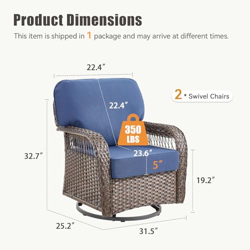 7 Pieces Outdoor Furniture Set with Swivel Chairs