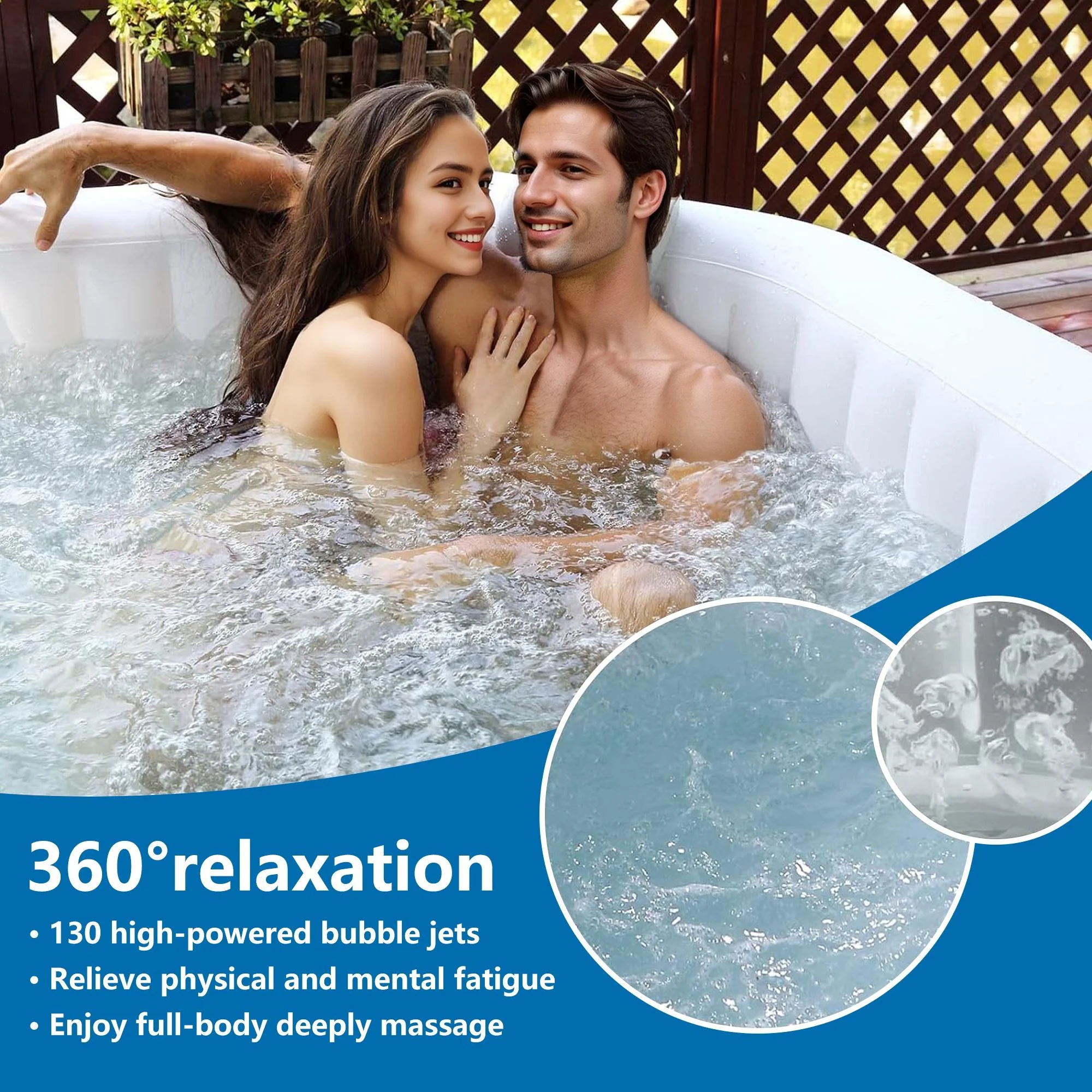 73 Inch 4-6 Person Inflatable Hot Tub Spa with Control Panel, Outdoor Portable Hottub with 130 Jets, Insulated Tub Cover and Floor Protector, Gray