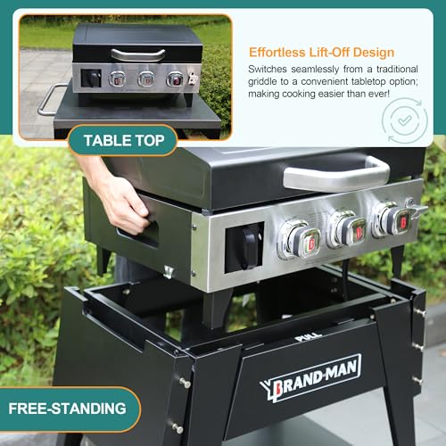 Brand-Man Griddle Grill Combo 6-Burner, 2 in 1 Versatile Propane Gas Grill and Griddle with Double Stainless Steel Lids