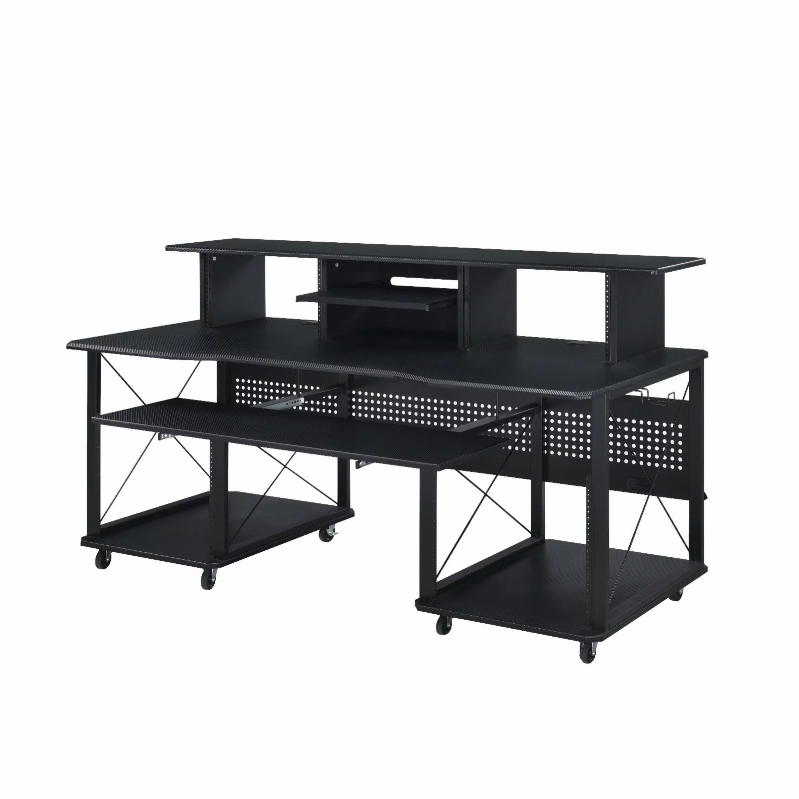 ACME Megara Frame Music Desk with Shelves And Compartments in Black Finish