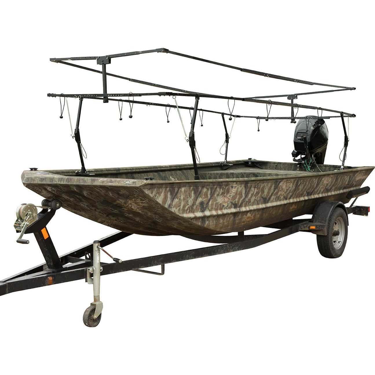 Drake Waterfowl Drake Ghillie Boat Blind with No-Shadow Dual Action Top - Sports Supplies Online Store