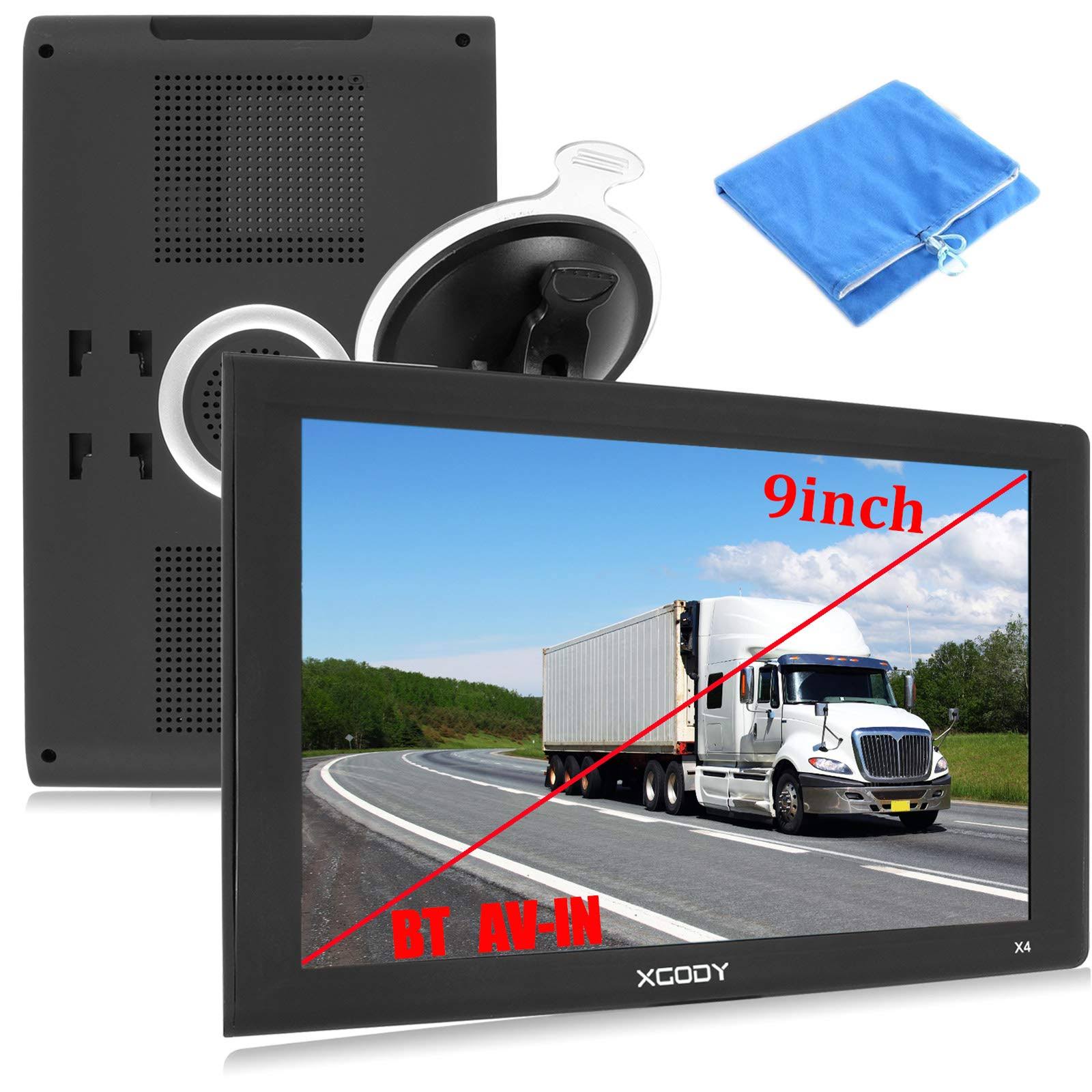9inch Truck GPS Big Touchscreen Trucking GPS Bluetooth AV-in XGODY GPS Navigation for Car Navigation 8GB ROM Sat NAV System Navi