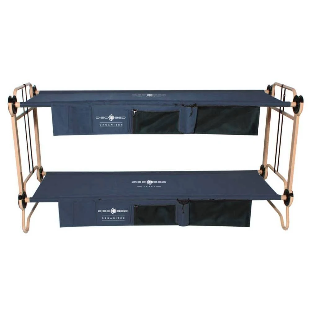 Disc-O-Bed Large Cam-O-Bunk Bunked Double Camping Cot w/ Organizers, Navy Blue