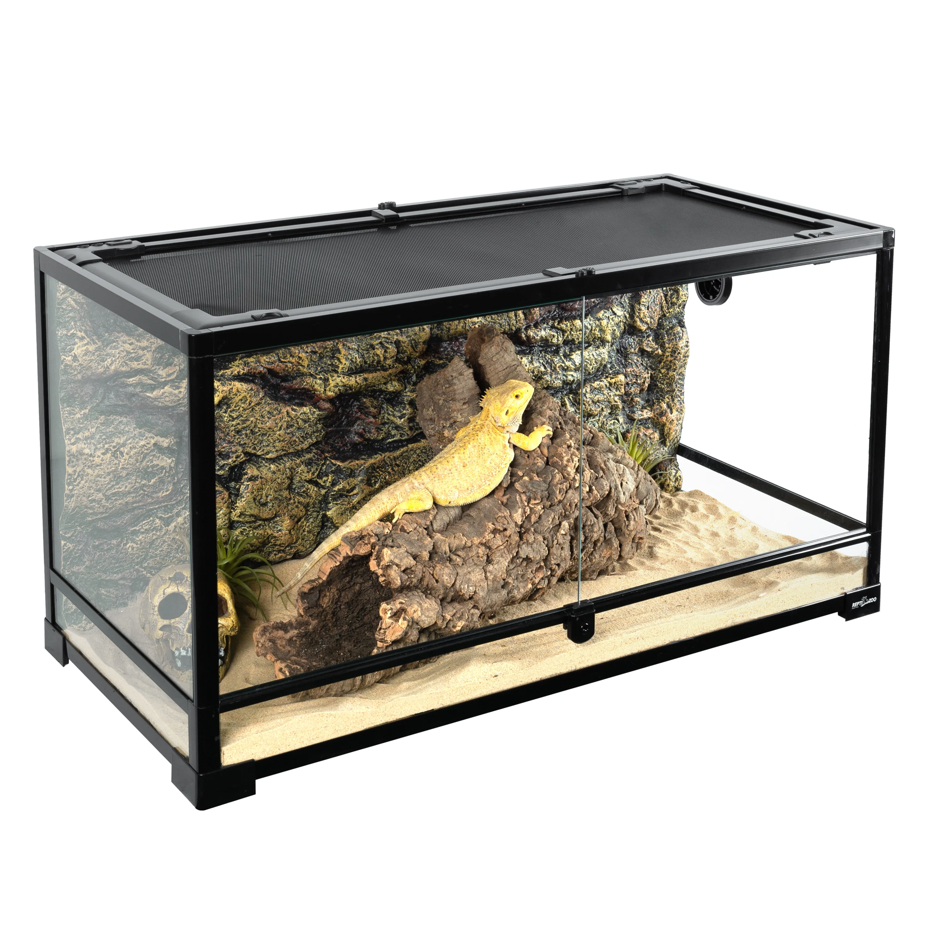 REPTI ZOO Full Tempered Glass Reptile Terrarium, Amphibian, Arachnid Habitat, 36"x16"x18" - Curated Treasures Market