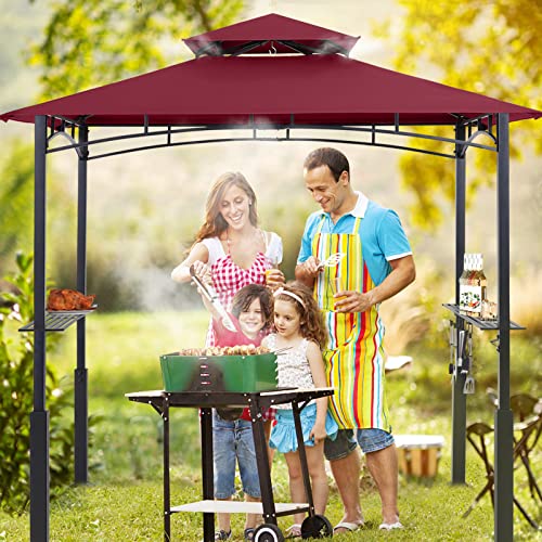 ABCCANOPY 8x5 Grill Gazebo - Outdoor BBQ Canopy Shelter with Led Light for Patio Backyard Grilling (Dark Gray)
