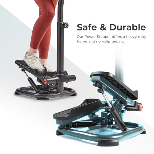 Sunny Health & Fitness 2-in-1 Premium Power Stepper with Resistance Bands, Low-Impact Cardio, Space-Saving, Height-Adjustable