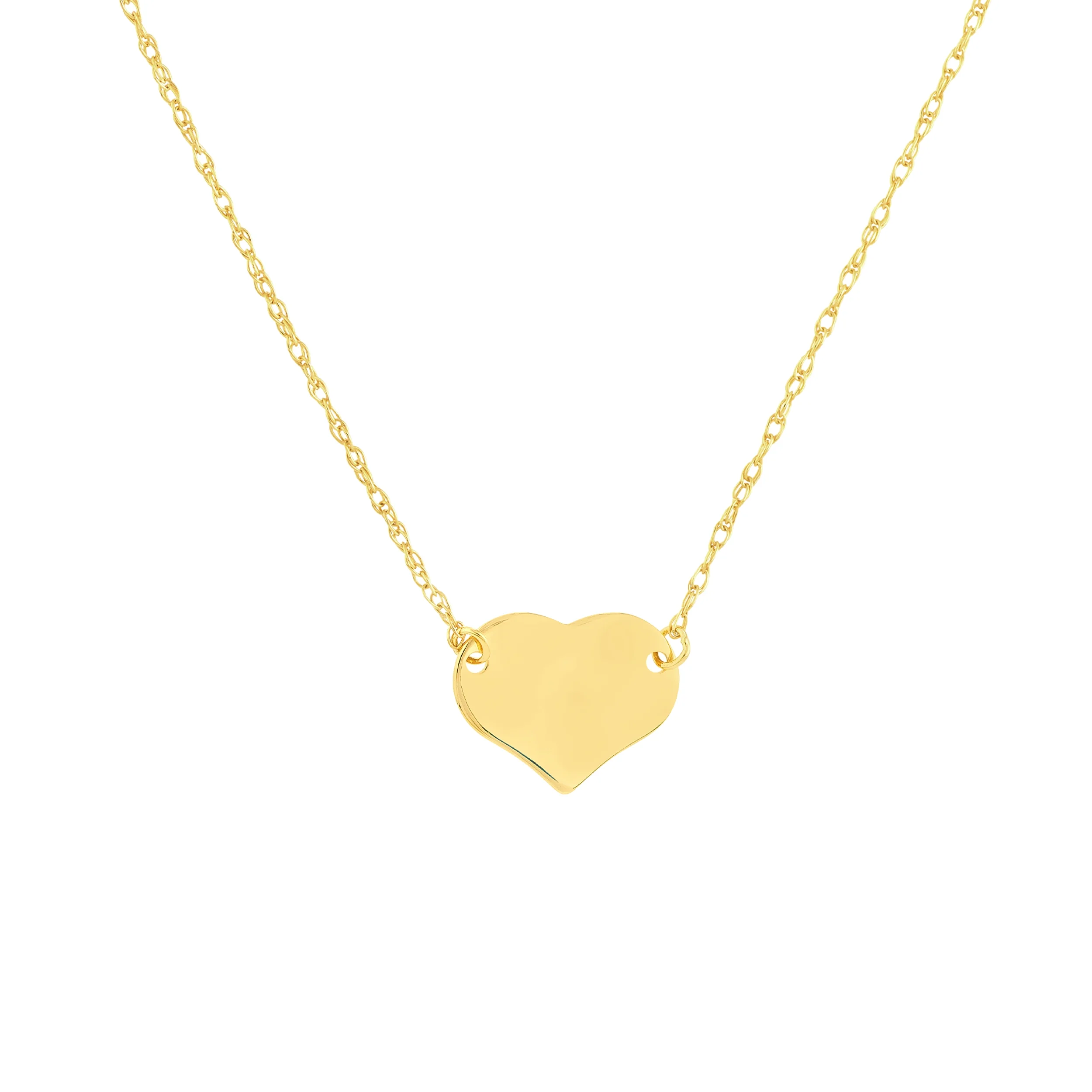 14K Yellow Gold Women's Adj. 16"-18" 0.80mm Rope Chain Necklace with Mini Heart - Women