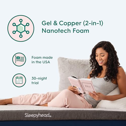 Sleepyhead Twin XL 2 Inch Gel Memory Foam Mattress Topper for College Dorm – Thick