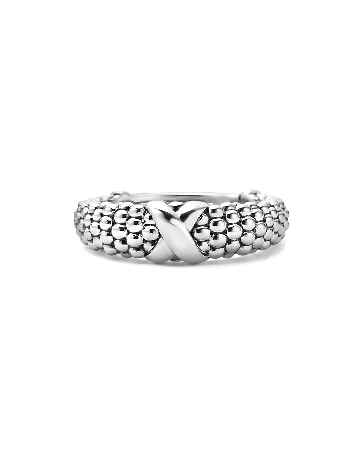 Lagos Signature Caviar Band Ring Silver
