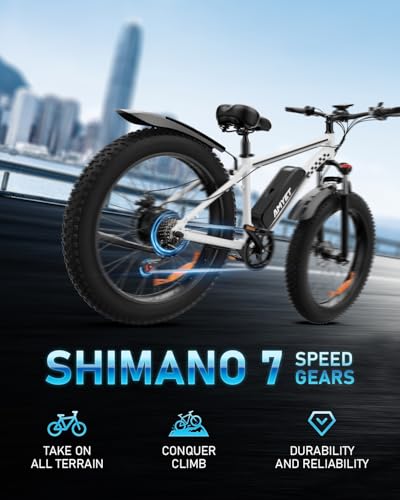 EB26 Electric Bike for Adults Peak 1500W Electric Bicycle 48V 15AH (720WH) Battery Electric Bike 26" Fat Tire Mountain 28mph 7 Speed Gears Ebike