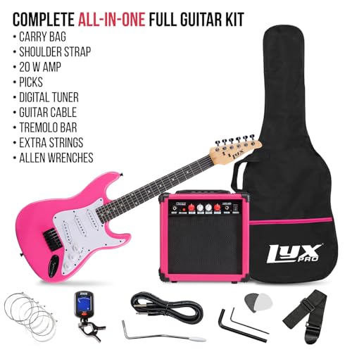 LyxPro 36 Inch Electric Guitar and Kit for Kids with 3/4 Size Beginner’s Guitar, Amp, Six Strings, Two Picks, Shoulder Strap, Digital Clip On Tuner