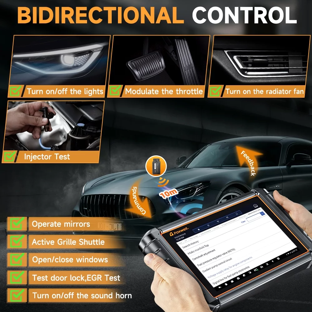 FOXWELL NT909 Bluetooth Automotive Bi-directional Diagnostic Scan Tool All System OBD2 Scanner 30+ Reset Functions ECU Coding Automotive Diagnostic