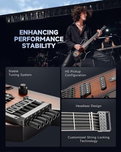 Donner HUSH-X Electric Guitar Kit - Featherlight Travel Guitar with Easy Assemble Stands, Great for Travel and Practice, Mahogany Solid Body, Gig Bag