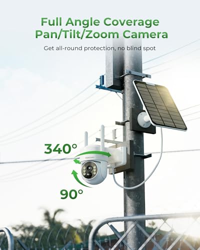 CAMCAMP Solar Security Cameras Wireless Outdoor with 10" Monitor, 10CH NVR 2K Solar Home Security Camera System with 360° Color Night Vision