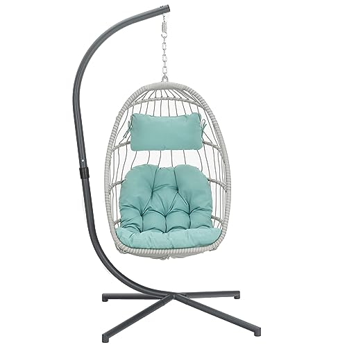 Yechen Hanging Egg Chair with Stand and Footrest for Indoor Outdoor