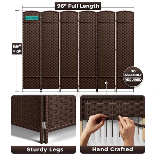 Sorbus 8-Panel Black Room Divider with Double Hinged Panels, 6 ft Tall Folding Privacy Screen