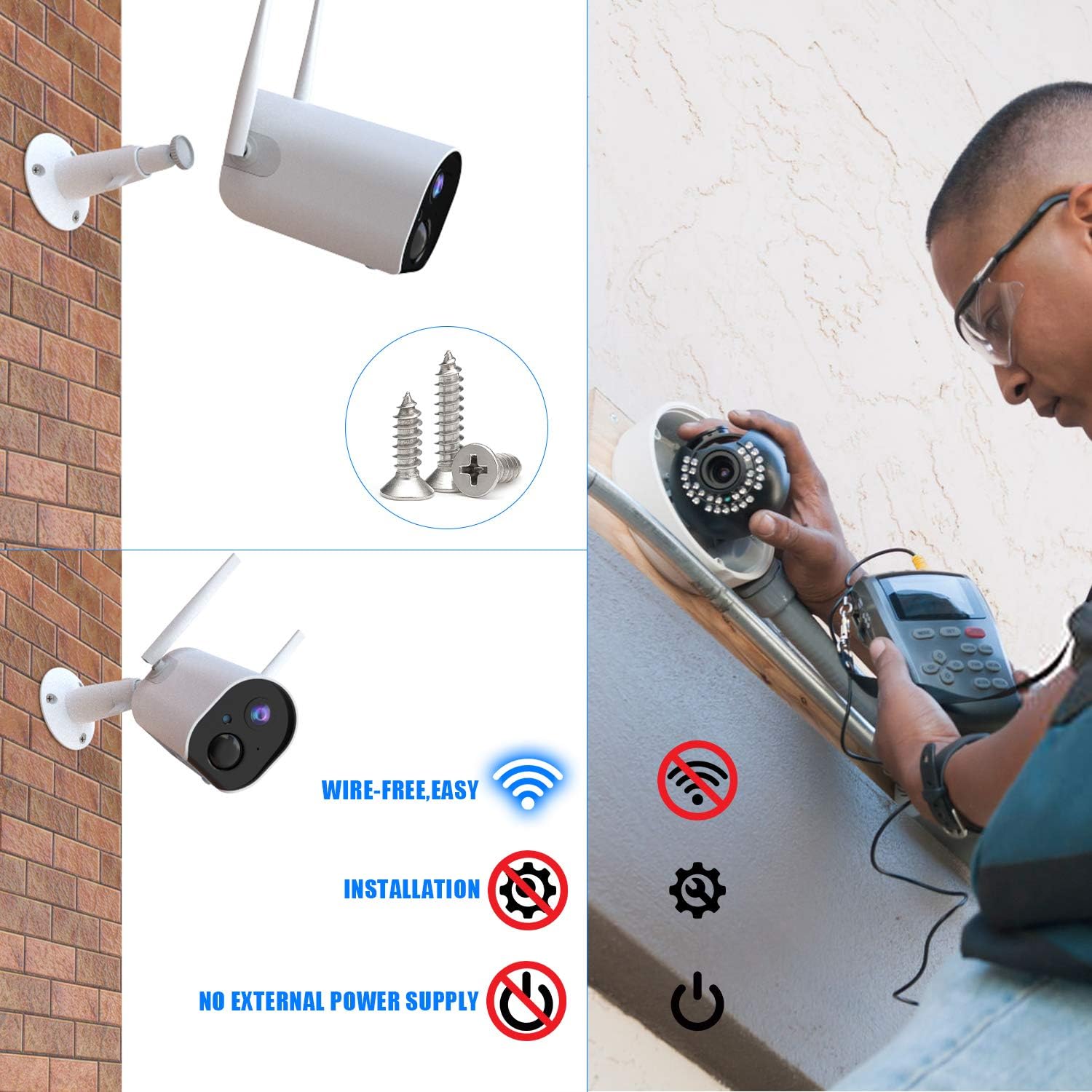 Wireless Outdoor Security Camera WiFi, WinDrogon Rechargeable Battery-Powered Home Security Camera, 15000 Ultra Large Capacity