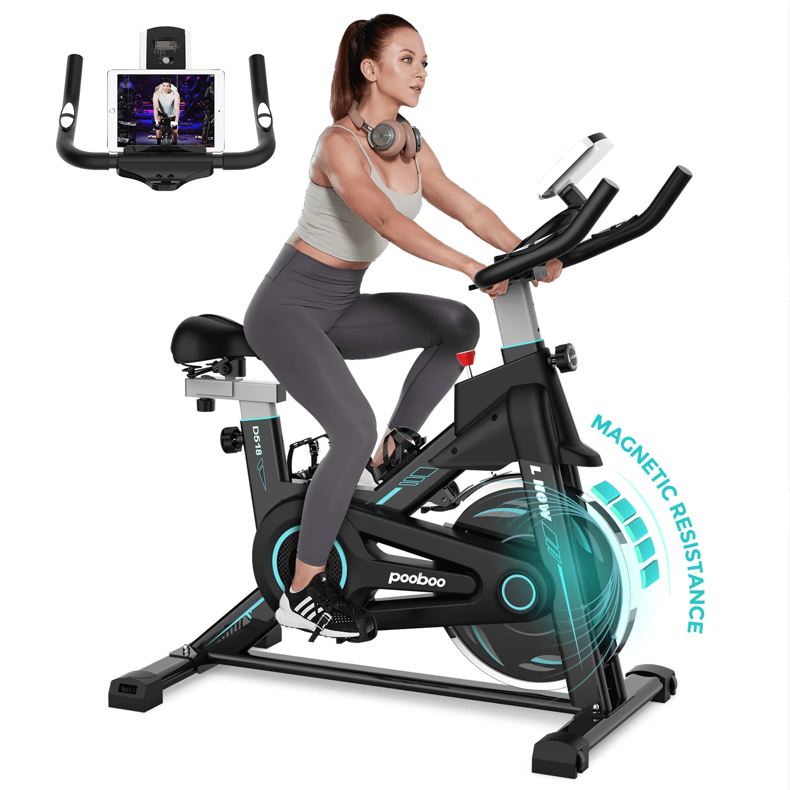 Pooboo Indoor Cycling Bike Exercise Bikes Stationary Magnetic Resistance for Home Cardio Workout Machine 350lb Flywheel 35lbs