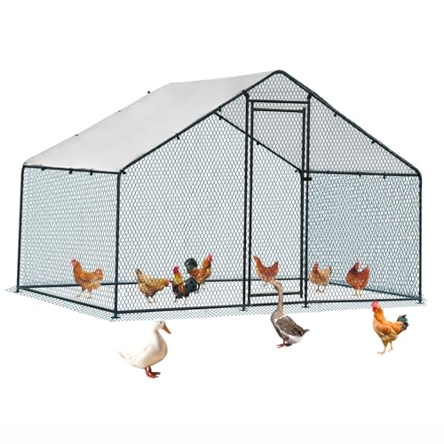 Outvita Chicken Coop, 13×10 FT Large Metal Chicken House, Poultry Habitat Cage with Waterproof Cover