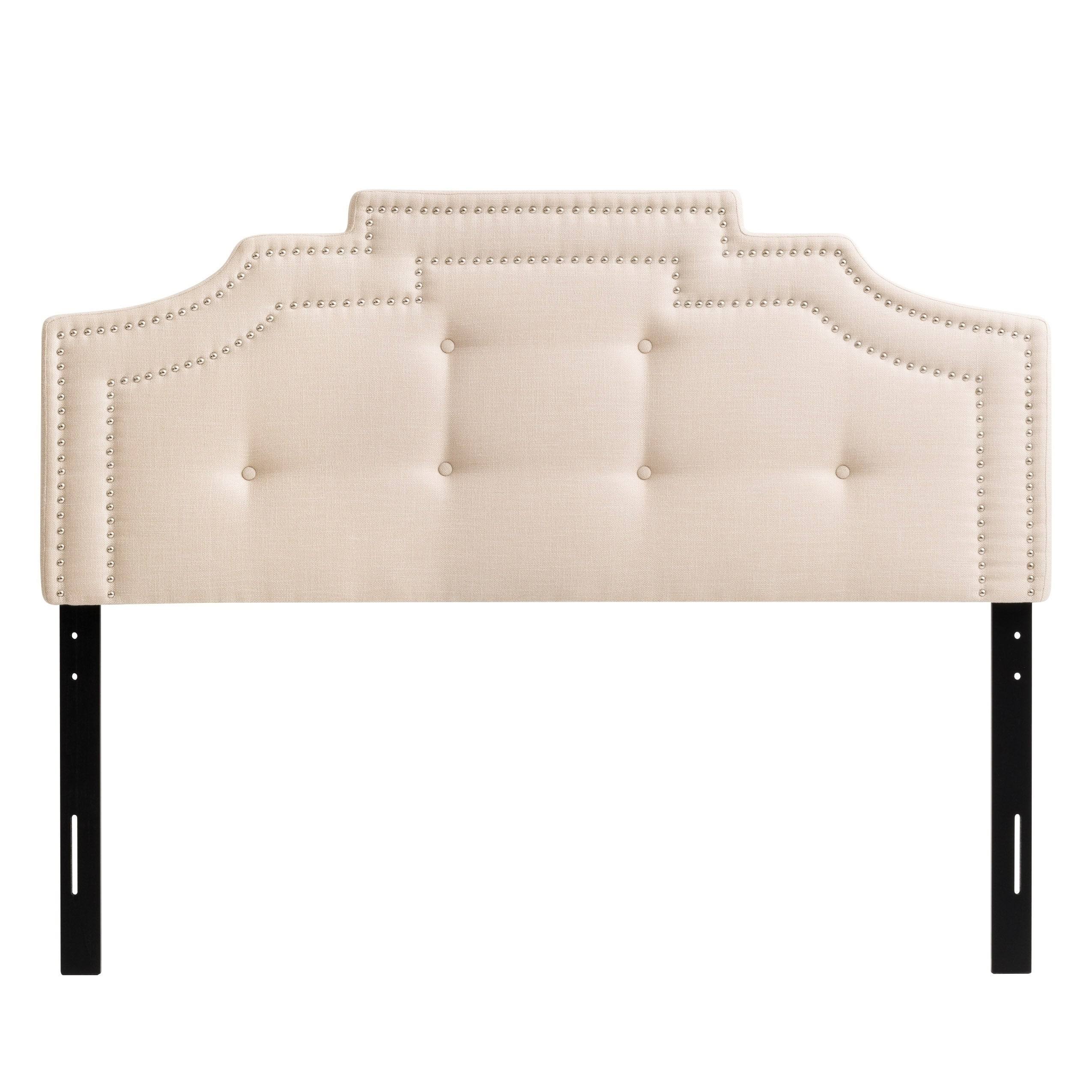 CorLiving Cream Crown Silhouette Headboard with Button Tufting, Queen
