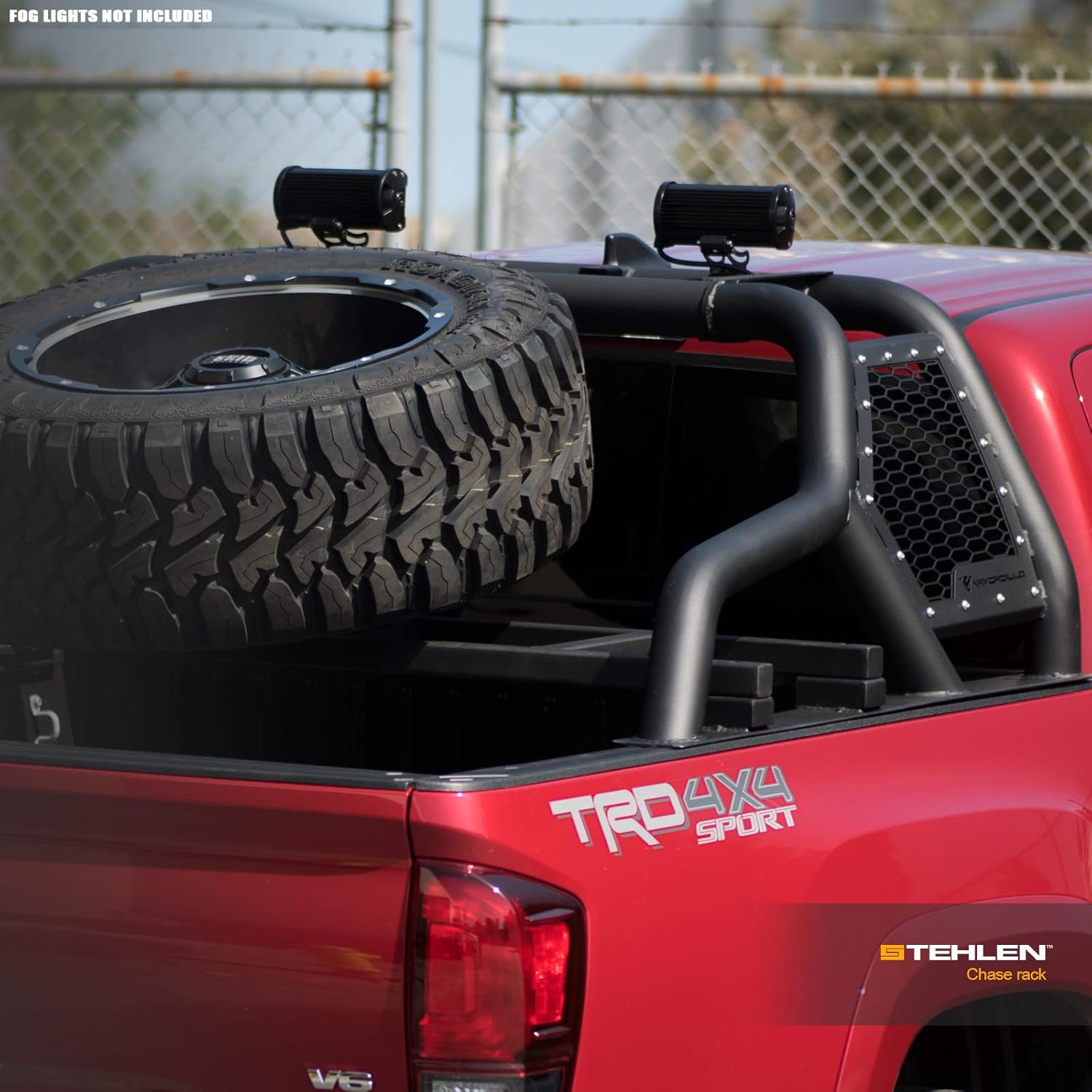 Armordillo 642167818809 For Mid-Size Trucks CR1 Chase Rack Truck Bed Roll Bar with Tire Carrier - Matte Black
