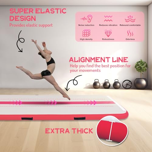 FEATH-R-LITE 10/13ft Inflatable Gymnastics Tumble Track Tumbling Mat 4in Thick Air Floor Tumble Track with Electric Pump for Cheer