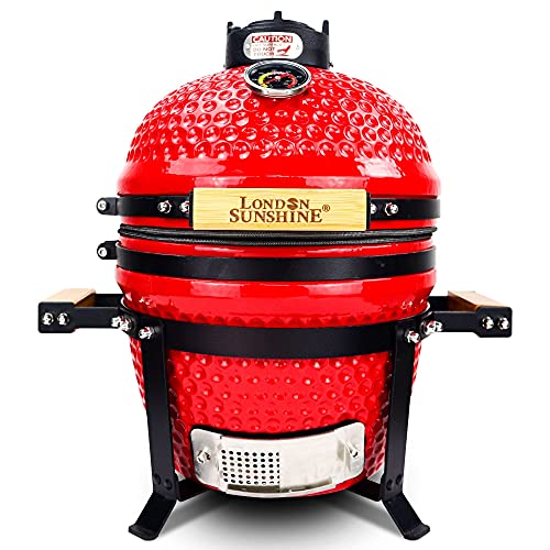 Ceramic BBQ Charcoal Kamado Grill 13 inch Portable Tabletop BBQ Grill Red