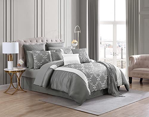 Riverbrook Home 100% Polyester Comforter Set, Queen, Hillcrest - Ivory/Gold, 9 Piece Set