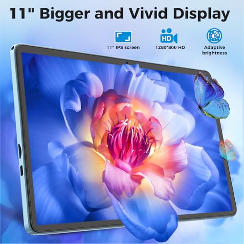 Android Tablet, 11 inch Android 15 Tablet with Keyboard, 24GB+128GB, 1TB Expand, 8000mAh, 5MP+13MP, 2.4G&5G WiFi, IPS Touch Screen, GMS Certified