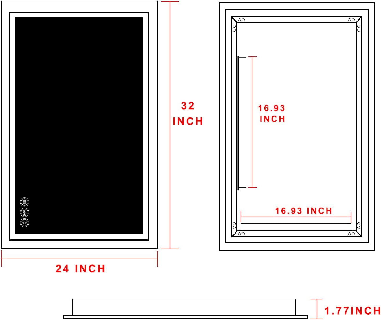 LED Bathroom Mirror for Wall - JORYOO 36x24 Inch Anti-Fog Bathroom Mirror with Lights - Lighted Bathroom Mirror
