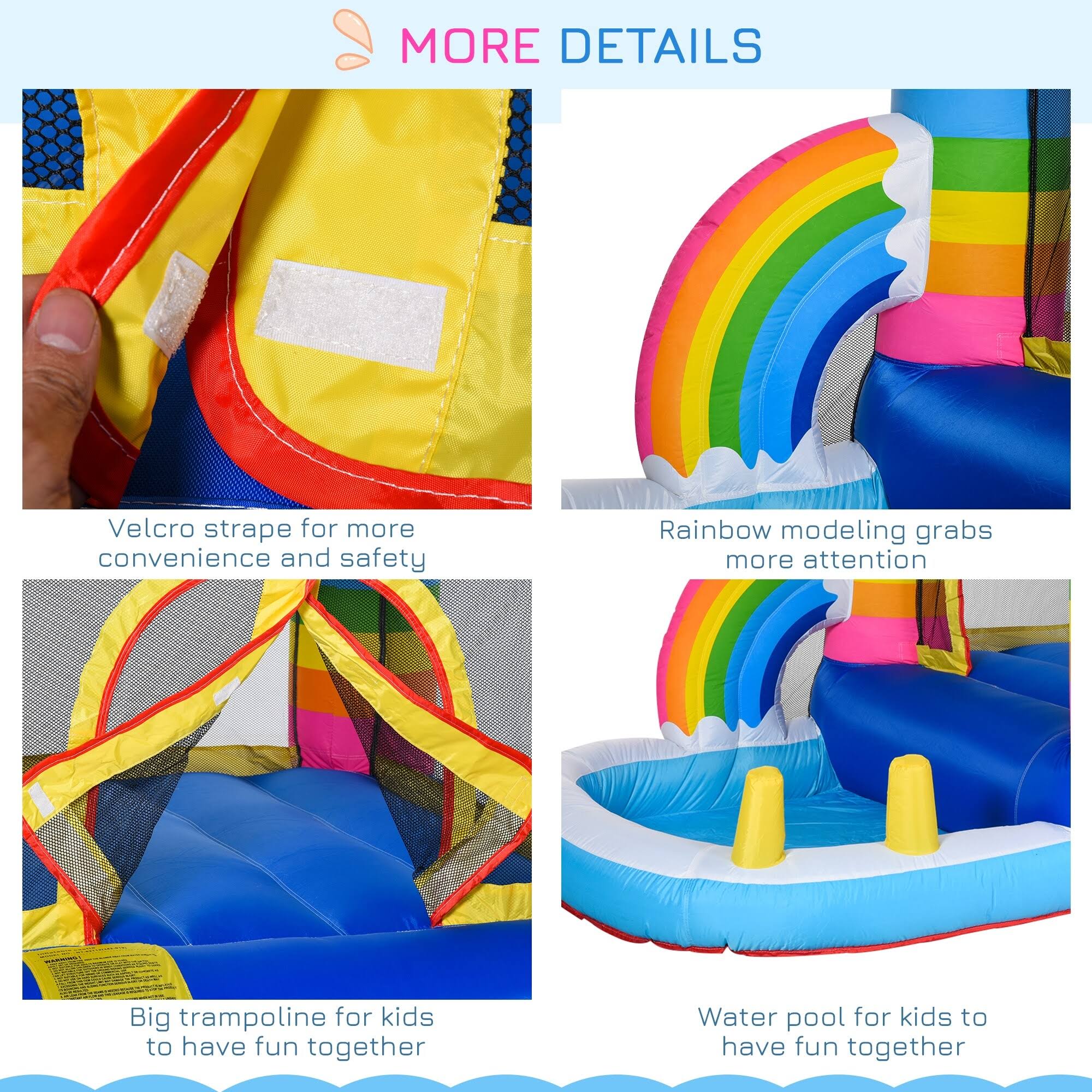 Outsunny 2-in-1 Kids Inflatable Bounce House Jumping Castle with Trampoline and Pool, with Carry Bag u0026 Inflator Included