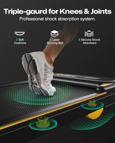 UREVO Strol 2E Smart 2-in-1 Folding Treadmill, Compact Walking Pad with Safety Handle, Plug and Play, Dual LED Display, Workout APP