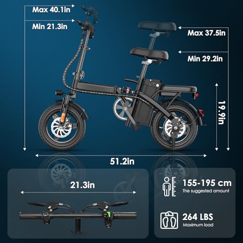 E14 E Bike Electric Bike for Adults 500W Motor, Folding Ebike 14" Adults Electric Bicycles, 48V 10Ah Removable Battery UL 2849 Certified