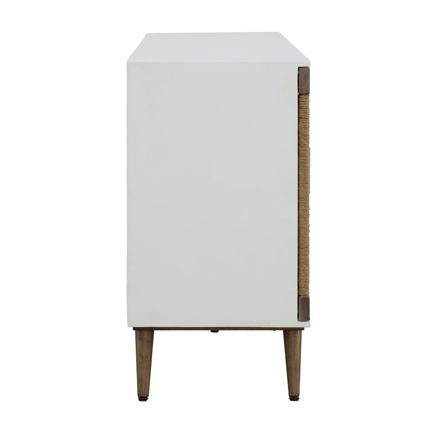 Coast To Coast Imports 4-Door Wood Credenza with Handwoven Jute Details in White