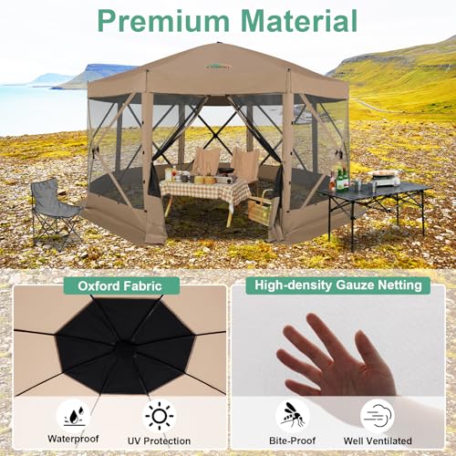 COBIZI 12x12ft Pop up Gazebo Screen Tent Screen House for Camping, Camping Outdoor Screened Gazebo, Canopy Tent